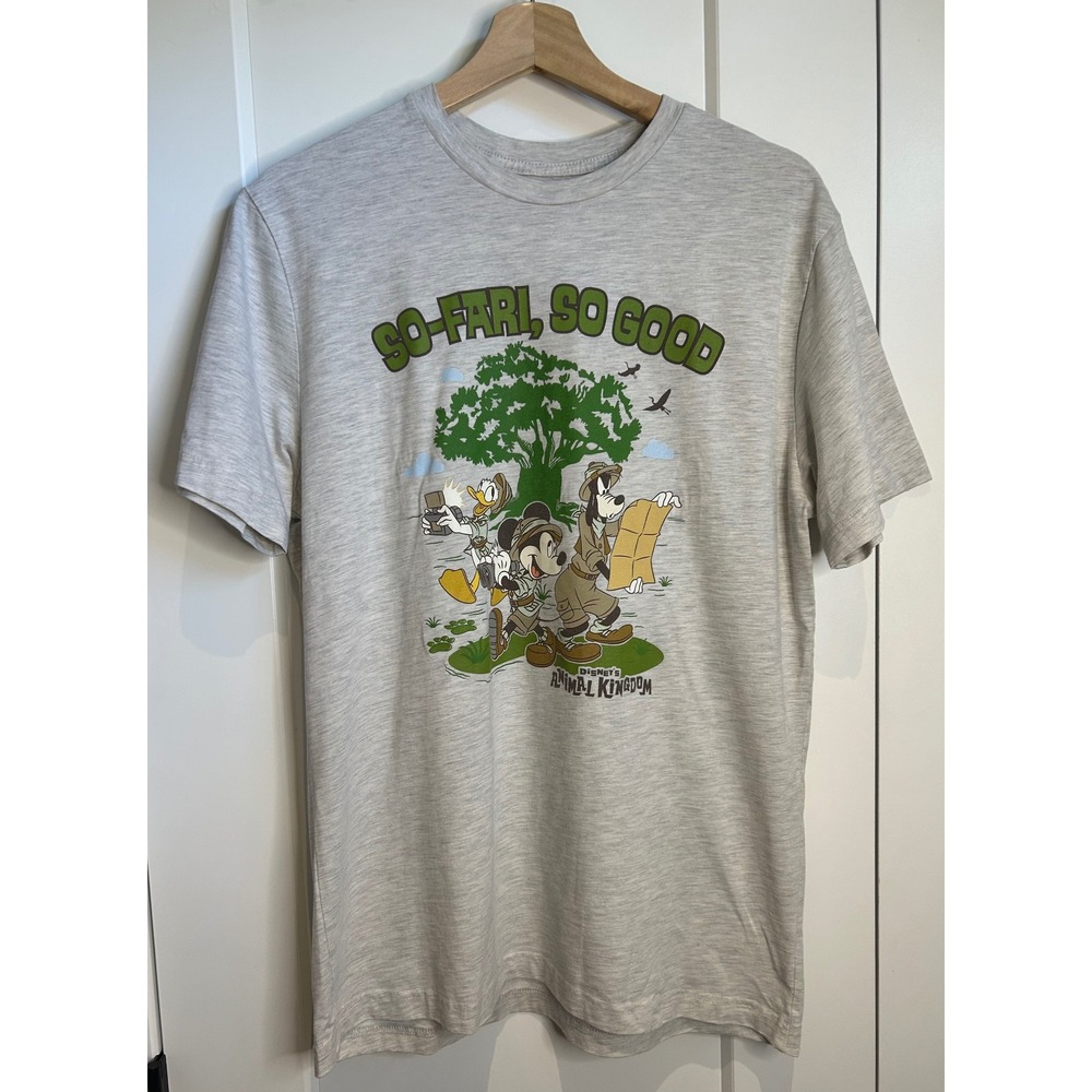 Disney Animal Kingdom Safari Mickey Donald Goofy Grey Heather T-Shirt Mens M